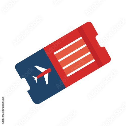 Red and Blue Airplane Ticket travel flight