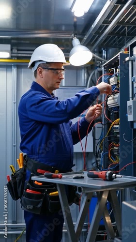 
Installation électrique : Un homme au travail.