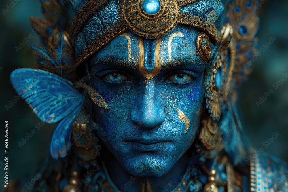 Obraz premium Vedic Blue Skinned Alien Deities in Extraterrestrial Artwork