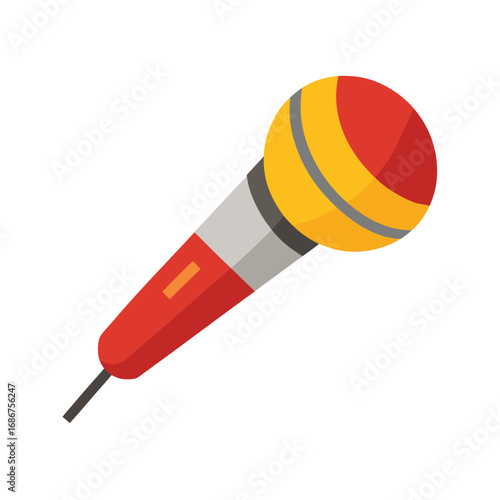 Red and Yellow Microphone with Silver Handle Keywords: microphone, audio, sound, recording