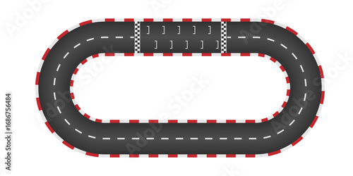 Auto rally road straight circuit top view asphalt racetrack with white grid pattern marking start and finish line competition motor sport vector backdrop speedway illustration for design