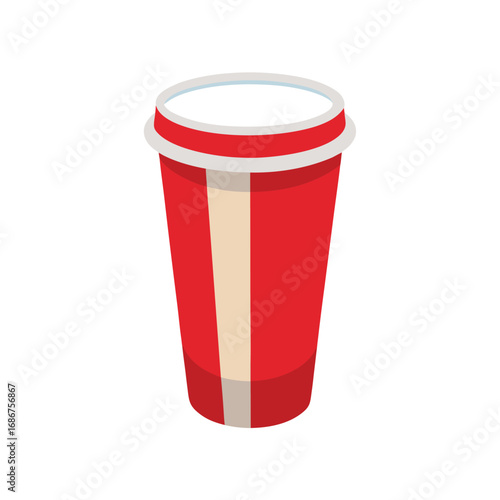Red Disposable Cup with Lid Keywords: disposable cup, drink, beverage, coffee, tea, soda