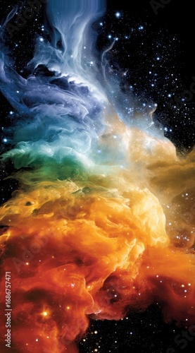 Stunning Colorful Nebula Swirling in the Depths of Outer Space with Ethereal Glow
