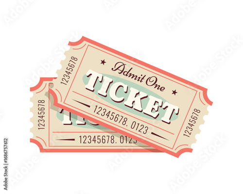 Two tickets isolated on white background	