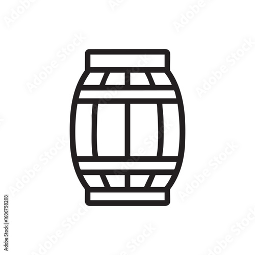 A line drawing of a wooden barrel.