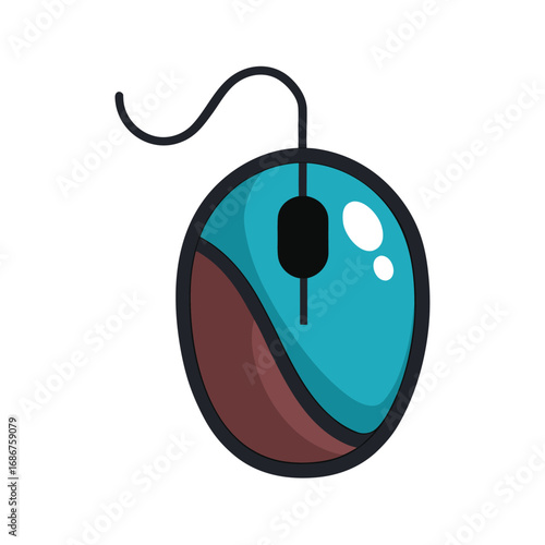 Stylized Computer Mouse with Cable on White Background