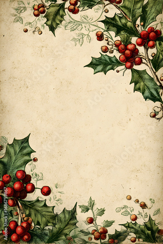 Vintage Christmas Journal Page – Botanical Frame — Subtle Grunge #239