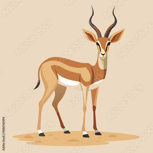 Elegant Gazelle Standing Tall A Graceful Wildlife Illustration in Neutral Tones
