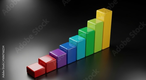 Colorful Bar Chart Showing Upward Trend on Dark Background Free Download Colorful Bar Chart Showing Upward Trend on Dark Background - GFXLoad
