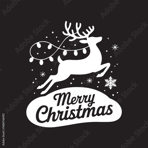 Festive Flying Reindeer Silhouette