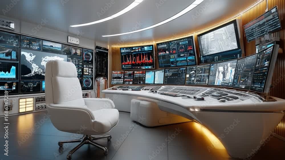Command Center Interior: A modern command center interior, with high ...