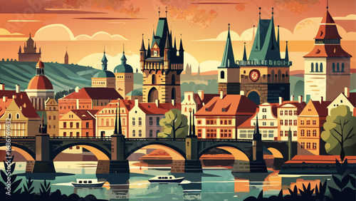 Prague’s Charles Bridge, Czech Republic offers Gothic towers, intricate statues, and sweeping river views, connecting centuries of history across the Vltava with timeless elegance.