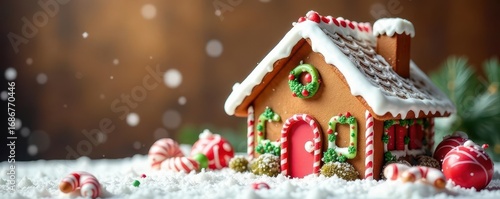 Intricate gingerbread house, ready for coloring Festive details, candy accents , cottage, candy