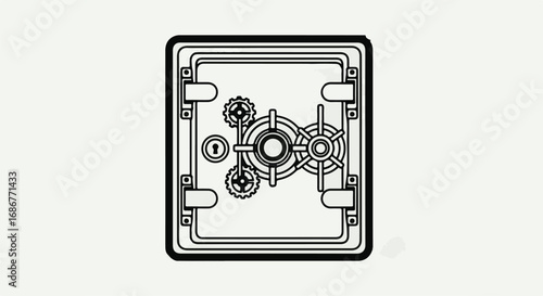 Intricate gears and lock mechanism inside an open safe, symbolizing security and protection.