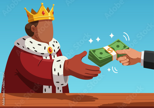 King receiving money business deal payment finance transaction