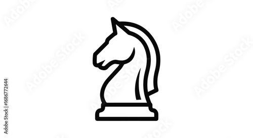 Iconic chess knight piece silhouette, representing strategy and intellect in games.