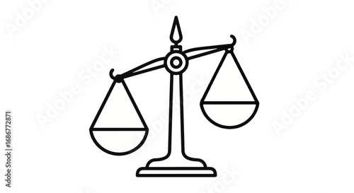 Simple line drawing of a balanced scale representing justice and fairness