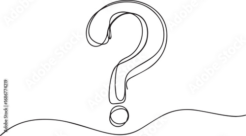 Question mark vector one line drawing illustration