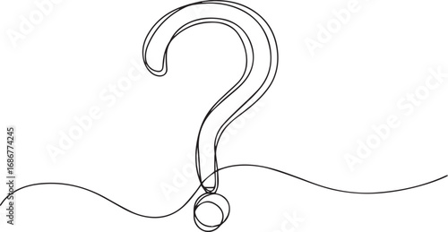 Question mark vector one line drawing illustration