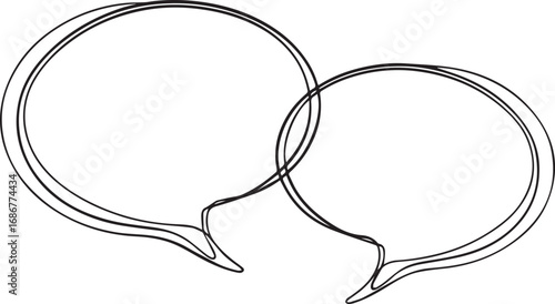 Two bubble speech vector one line drawing illustration