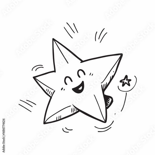 Joyful cartoon star bursts with happiness and energy, perfect for celebration and success themes