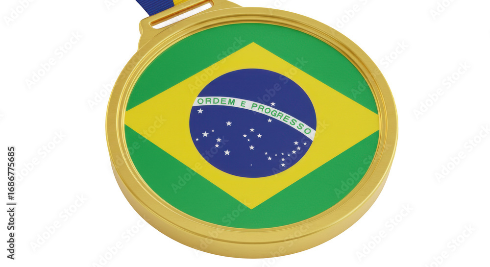Fototapeta premium Brazilian Flag Medal A Symbol of National Pride and Achievement.