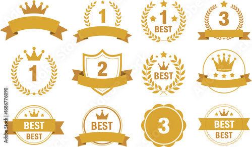 Golden Award Ribbons and Laurels Collection crown number one