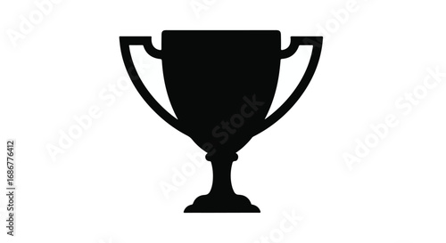 Simple black silhouette of a classic trophy cup on a white background, representing victory and achievement.