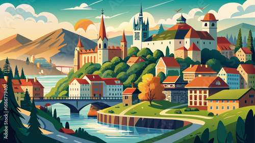 Ljubljana, Slovenia highlights a castle-topped hill, dragon-adorned bridges, and riverside promenades, uniting medieval charm with urban beauty in a picturesque Central European setting.