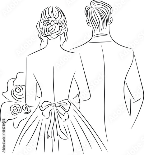 Elegant Bride and Groom from behind