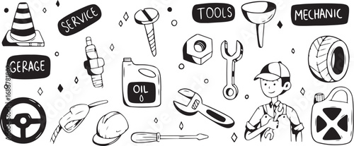 Tools Icons, Hardware Symbols, Construction Patterns, Mechanic Designs, Black White Art, Industrial Graphics, Tools Elements, Machinery Icons, Repair Symbols, Vector Art, DIY Icons, Technical Designs,