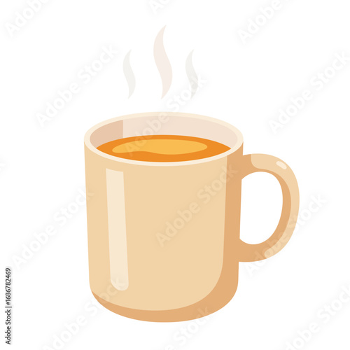 Cozy ceramic mug filled with hot steaming beverage perfect for a warm and comforting drink illustration