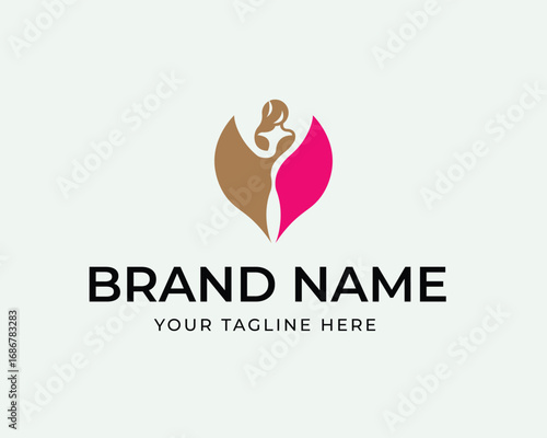 Modern and versatile logo design featuring abstract female silhouette and geometric elements
