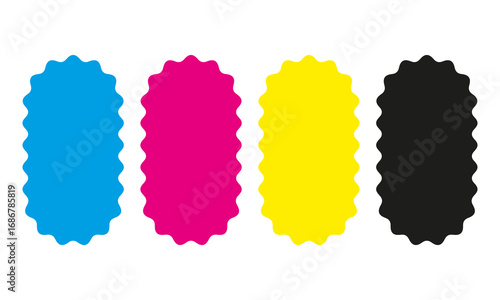 CMYK Squiggle Wavy Tall Rounded Rectangles
