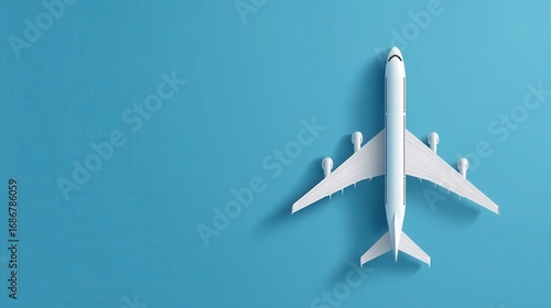 white airplane blue background travel