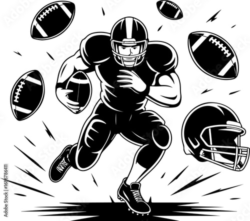 American football Players, Sports Art, Team gridiron Vector bundle