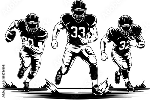 American football Players, Sports Art, Team gridiron Vector bundle