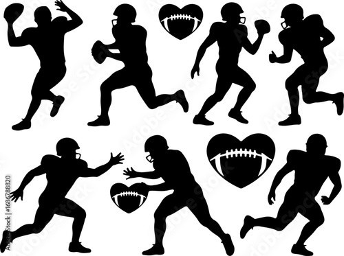 American Football  Players, Sports Art, Team Vector Bundle