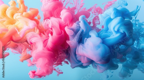 Colorful abstract ink swirling in water creating a vibrant background art