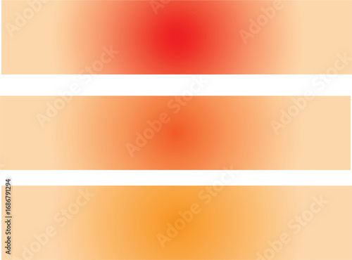 Vector art of three gradient banners with red and orange color isolated on white