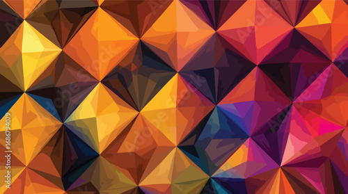 Abstract Geometric Mosaic with Vibrant Orange, Yellow, and Purple Tones pattern background.