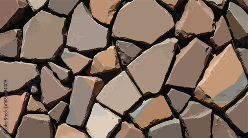 Irregularly Shaped Earth Toned Stone Paving Pattern with Shadows rock texture.