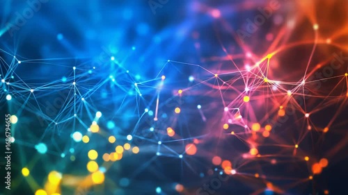 Wallpaper Mural Abstract plexus network is connecting points with lines and glowing dots Torontodigital.ca