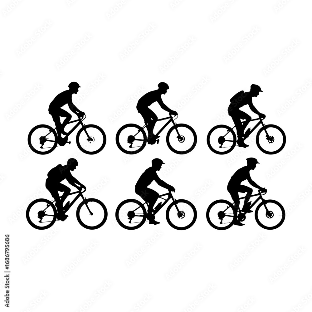 Fototapeta premium cyclist people riding bicycle vector icon