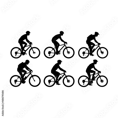 cyclist people riding bicycle vector icon