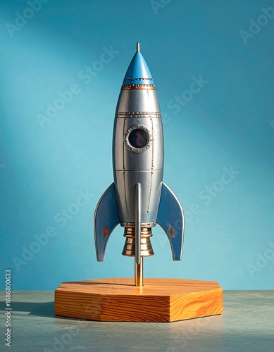 Retro rocket model on stand