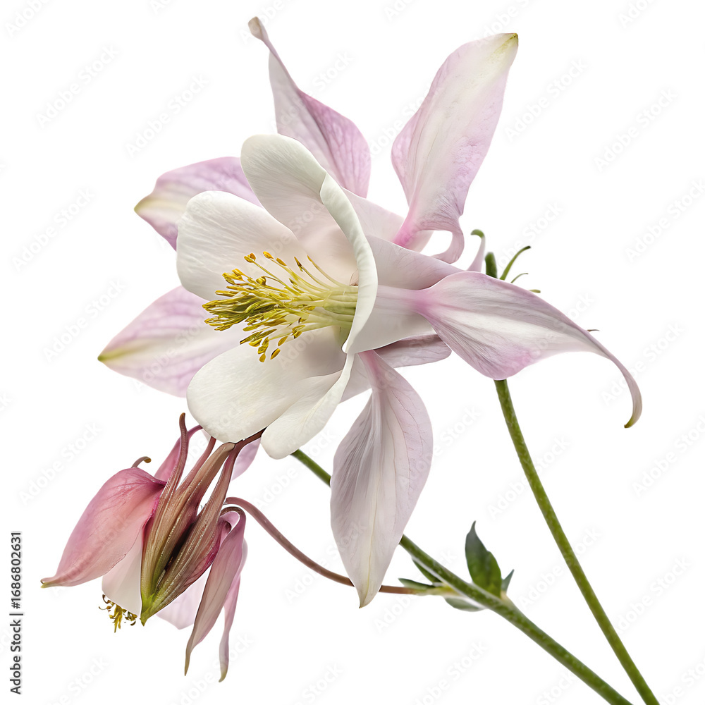 Obraz premium Purple aquilegia columbine flower isolated on a transparent background png
