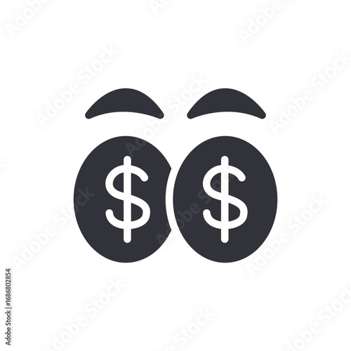 Cartoonish Depiction Of Eyes Replaced With Currency Symbols Conveying Monetary Focus