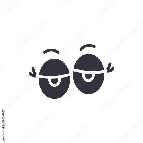 Whimsical Cartoon Eyes Expressing Sleepiness And Contentment In A Simple Graphic Design
