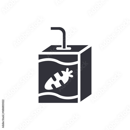 Stylized Carrot Juice Box Illustration With Straw Ready For Refreshing Drink